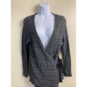 Eileen Fisher Knit Gray True Wrap Cardigan V-Neck Women size Medium Tencel Blend